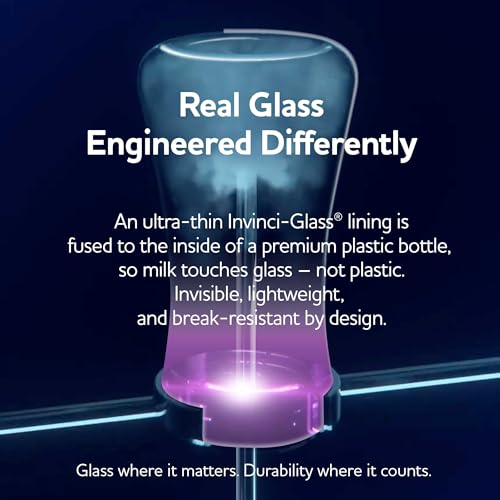 Chicco Duo 9oz Hybrid Baby Bottle, Real Glass Inside, Lightweight Plastic Outside, Patented Invinci-Glass Technology, Intui-Latch Nipple, Clear/Grey - Image 2