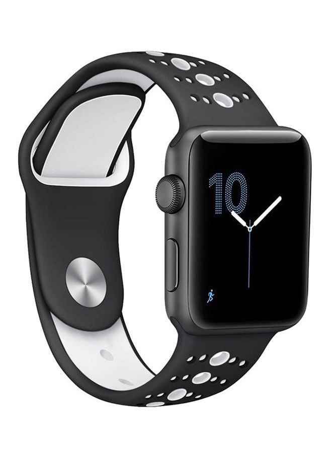 NIBEMINENT Replacement Band Silicone Strap For Apple Watch Series 3/2/1 Black - Image 2