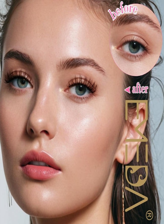 EMEDA Brown Lashes 14mm Natural Light Brown False Eyelashes Clear Band 14 Pairs Faux 3D Mink False Eyelashes Natural Looking Fluffy Cat Eye Wispy Strip Lashes Pack by EMEDA (ZH01-BROWN） - Image 3