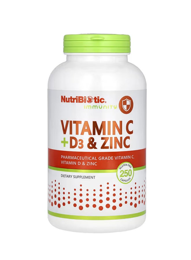 Nutribiotic Immunity Vitamin C + D3 & Zinc 250 Capsules