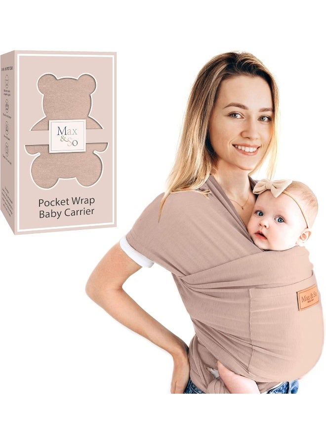 Max&So Baby Wrap Carrier with Front Pocket - Premium Cotton Baby carrier newborn to toddler - One Size Fits All - Newborn wrap carrier - Ultra Soft Baby Carrier wrap - Image 1