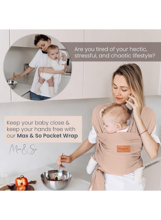 Max&So Baby Wrap Carrier with Front Pocket - Premium Cotton Baby carrier newborn to toddler - One Size Fits All - Newborn wrap carrier - Ultra Soft Baby Carrier wrap - Image 3