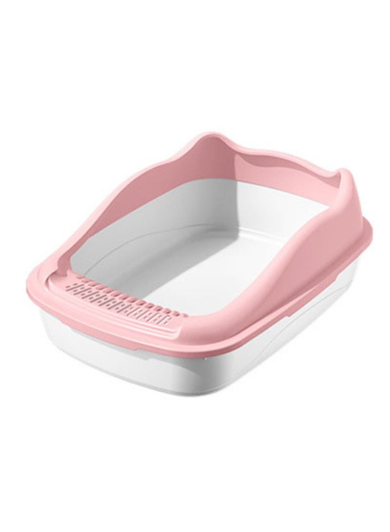 أن ان سي بيتس صندوق قمامة القطط مع مغرفة قمامة، سياج مرتفع، دواسة فلتر رمل، وتصميم قابل للفصل، مرحاض قطط مضاد للرذاذ للقطط متوسطة الحجم، مناسب للاستخدام الداخلي والخارجي، سهل التنظيف (وردي) - Image 1