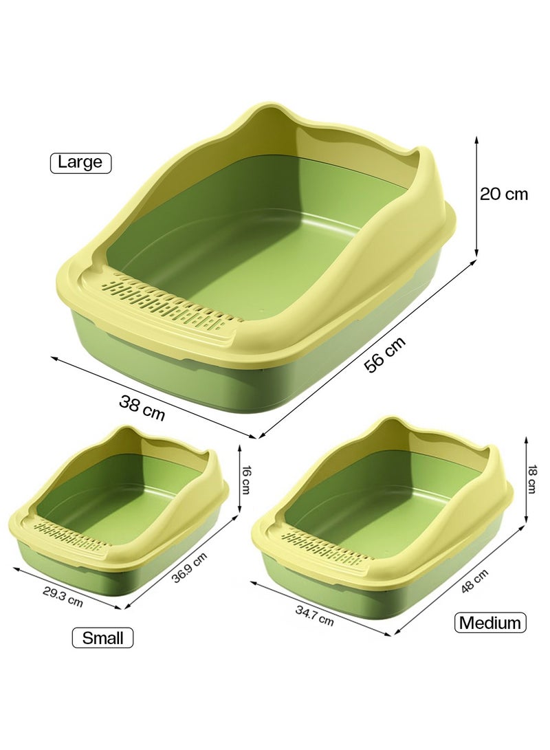 أن ان سي بيتس صندوق قمامة القطط مع مغرفة قمامة، سياج مرتفع، دواسة فلتر رمل، وتصميم قابل للفصل، مرحاض قطط مضاد للرذاذ للقطط متوسطة الحجم، مناسب للاستخدام الداخلي والخارجي، سهل التنظيف (وردي) - Image 2