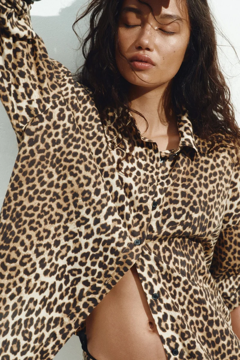 اتش اند ام قميص شاطئ قطني