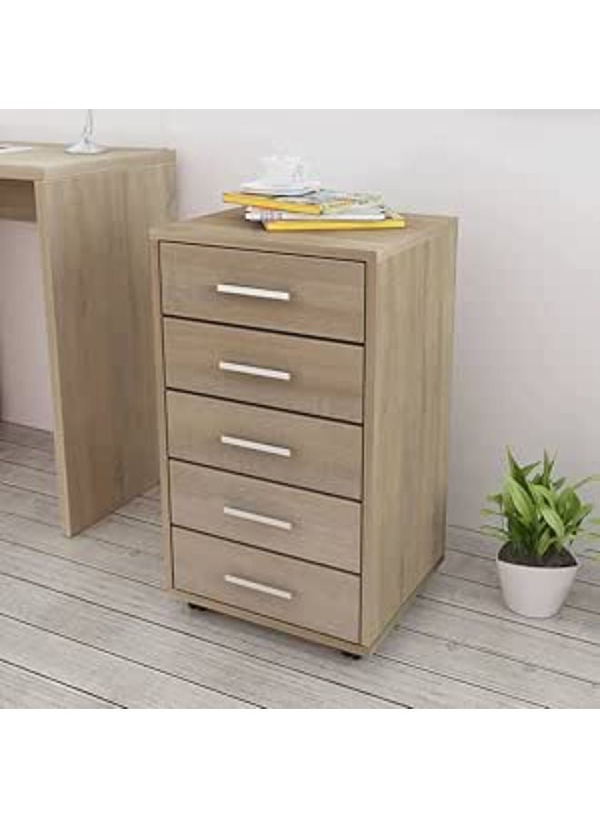 YOPOTIKA 5-Drawer Office Drawer Unit with Castors – Stylish Storage for Bedroom, Living Room, or Office in Beige - Image 1