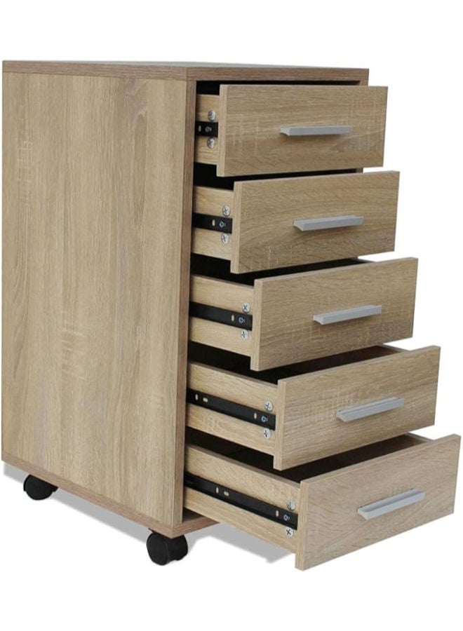YOPOTIKA 5-Drawer Office Drawer Unit with Castors – Stylish Storage for Bedroom, Living Room, or Office in Beige - Image 4