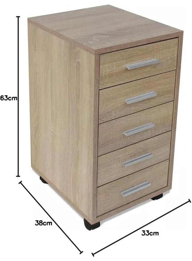 YOPOTIKA 5-Drawer Office Drawer Unit with Castors – Stylish Storage for Bedroom, Living Room, or Office in Beige - Image 3