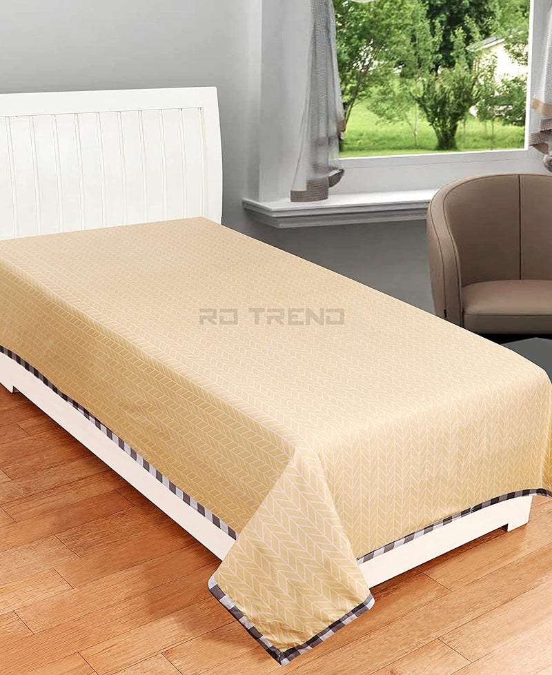 RD TREND Presents Luxurious Glace Cotton Supersoft 210 TC Single Size(90X60 Inch) Flat Single Bedsheet (Topsheet) Without Pillow Covers Colour Beige - Image 2