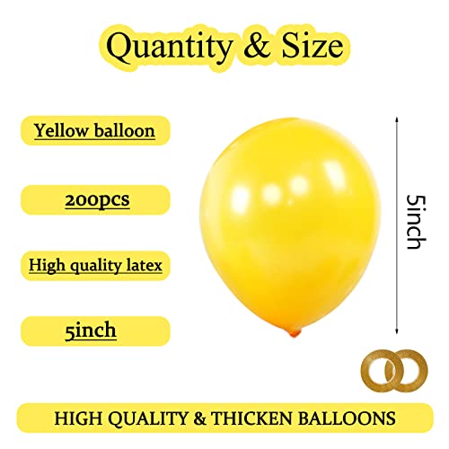 KAWKALSH 200pcs Yellow Balloons 5 Inch Small Mini Latex Balloons for Party Birthday Baby Shower Anniversary Festival Arch Garland Decoration - Image 5