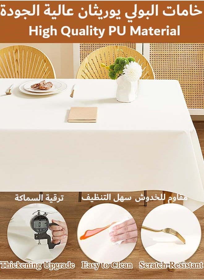 YIM-VIBEHAUS Lambskin Table Cloth PU Leather Tablecloth Waterproof Table Cover for Kitchen, Dinner, Party 140*200CM Grey  - Image 2