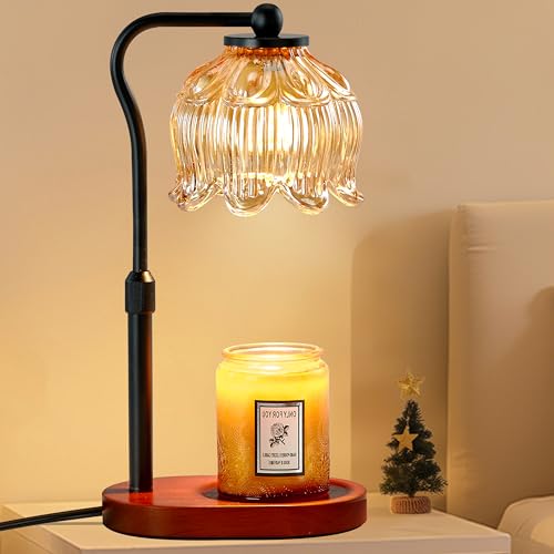 CASTLELIFE Candle Warmer Lamp with Timer & Stepless Dimming, Height Adjustable Electric Wax Warmer for Jar Candles, Flower Wax Melter with Wood Base, Gifts for Women Home Decor, Walnut Wood - Image 1