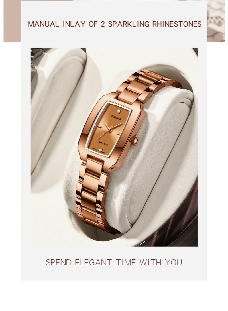 BINBOND Women's Steel Strap Quartz Watch Waterproof Elegant Watch Ladies Gifts - Image 4