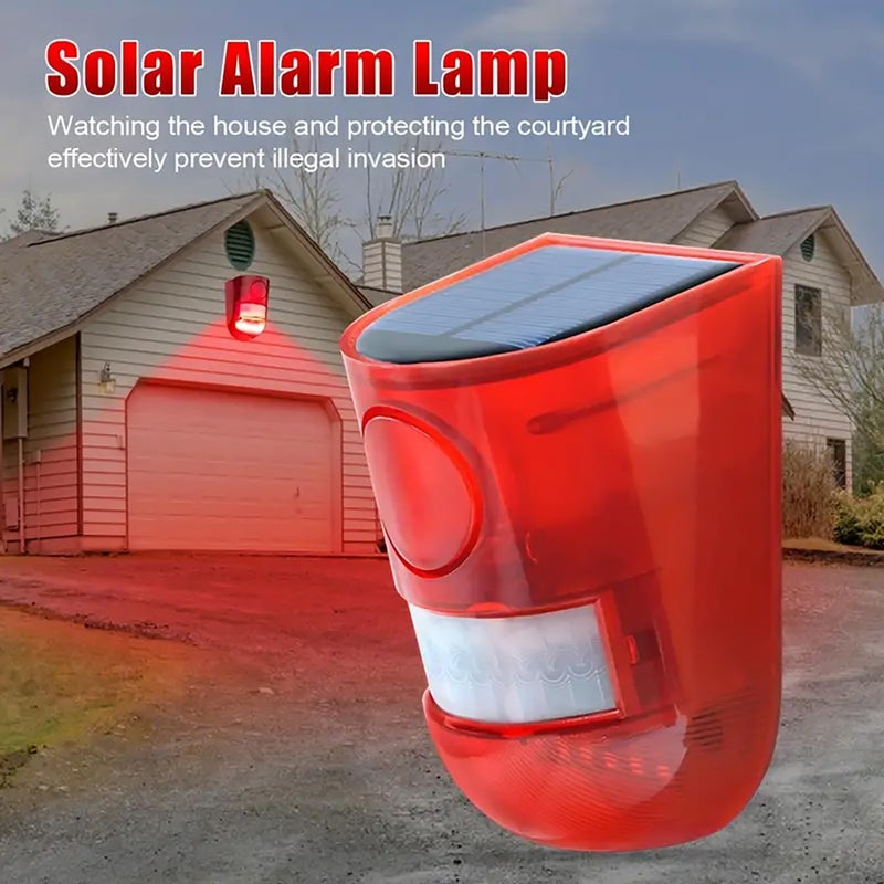 Comboss Solar Sound & Light Alarm Motion Sensor 110 Decibels Siren Sound Alert & 6LEDs Flash Warning Strobe Security Alarm System for Farm Villa(1 Pack) - Image 5