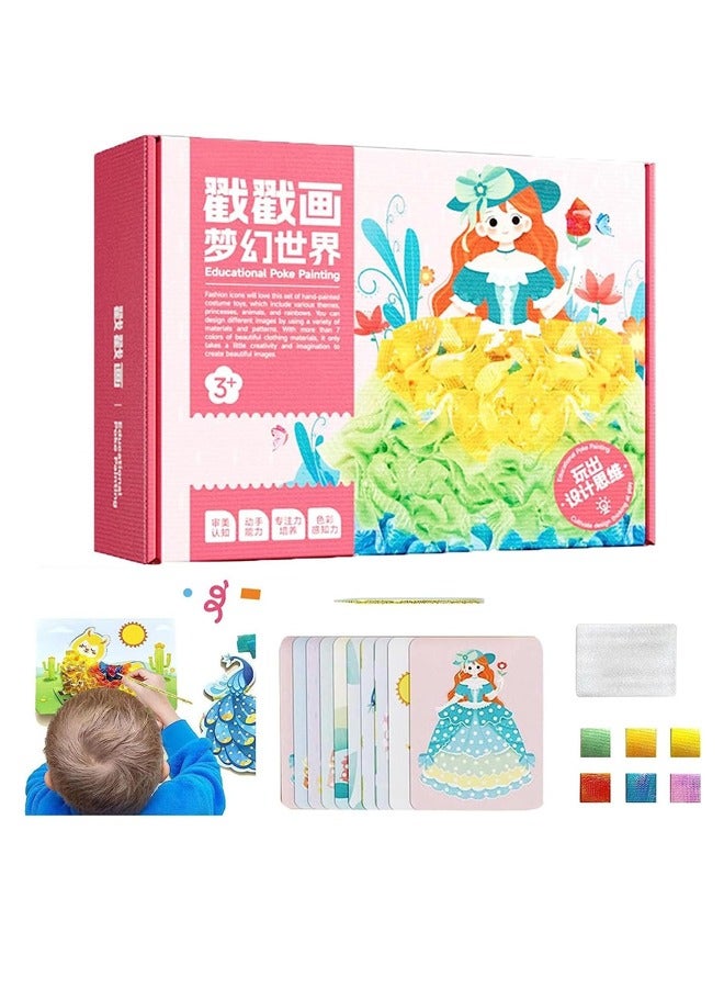 Beauenty Fabric Art Frenzy Paper Craft Kit for Girls Age 3-8 Childhood Infinite Dream Hand-Painted Art Kit for Kids Poke Art DIY Toys Creative Puzzle Puncture Painting DIY Craft Kit (A) - Image 2
