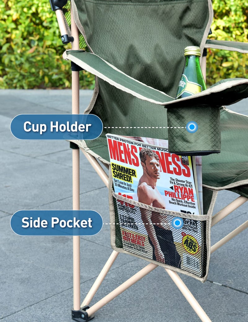 Docusvect Folding Camping Chair with Shade Canopy for Adults, Canopy Chair for Outdoors Sports with Cup Holder, Side Pocket for Camp, Beach, Tailgates, Fishing - Support 330 LBS - Image 4