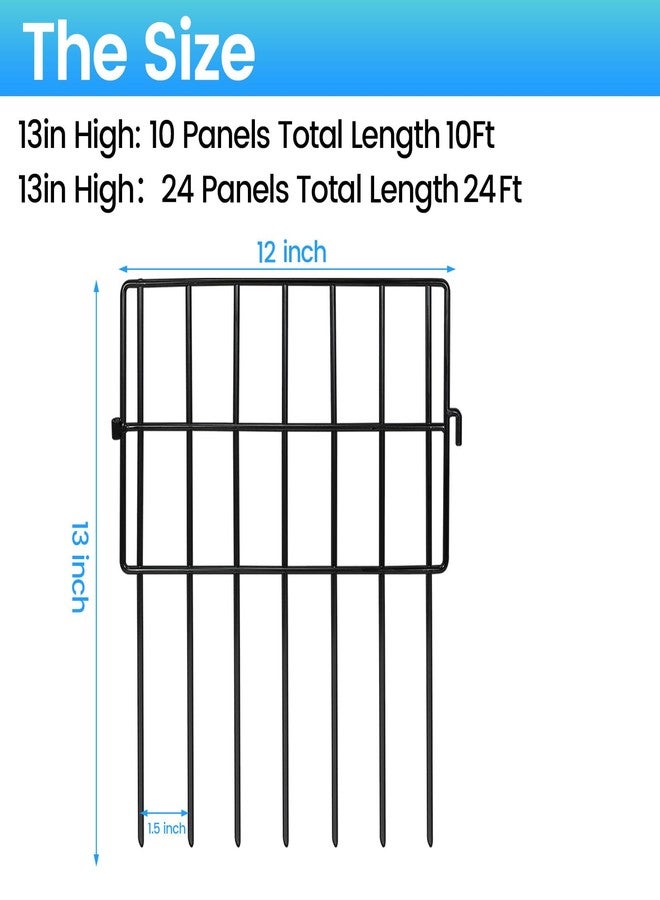 Getlay 10 Pack Animal Barrier Fences, 1.5" Gap No Digging Garden Fence Panels, Getlay's Metals Black Defense Fence for Dogs Rabbits, Decorative Fence for Outdoor Landscape Patio Total 12ft(L)×13in(H). - Image 2