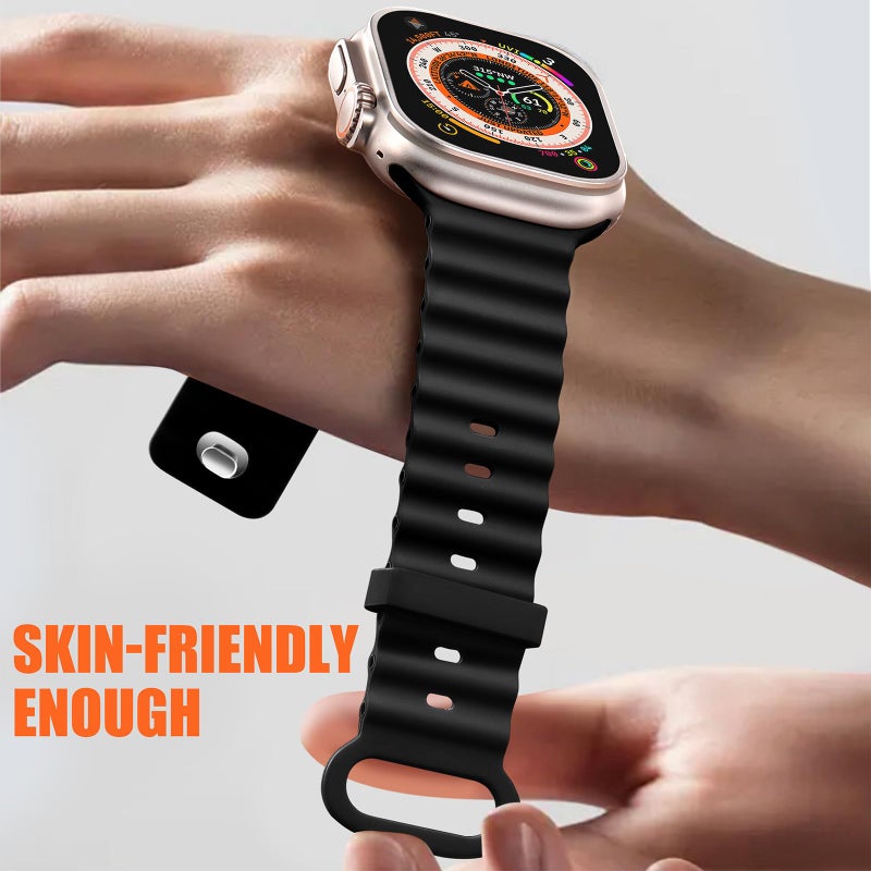 Witzon 4 Pack Ocean Bands Compatible with Apple Watch Ultra Band 49mm 46mm 45mm 44mm 42mm Men Women, Soft Silicone Straps Sport Rugged Smartwatch Replacement for IWatch Ultra 3 2 Series 11 10 9 8 7 6 5 4 SE - Image 2