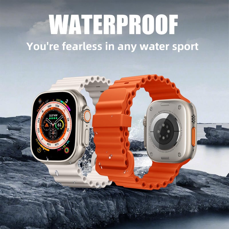 Witzon 4 Pack Ocean Bands Compatible with Apple Watch Ultra Band 49mm 46mm 45mm 44mm 42mm Men Women, Soft Silicone Straps Sport Rugged Smartwatch Replacement for IWatch Ultra 3 2 Series 11 10 9 8 7 6 5 4 SE - Image 4