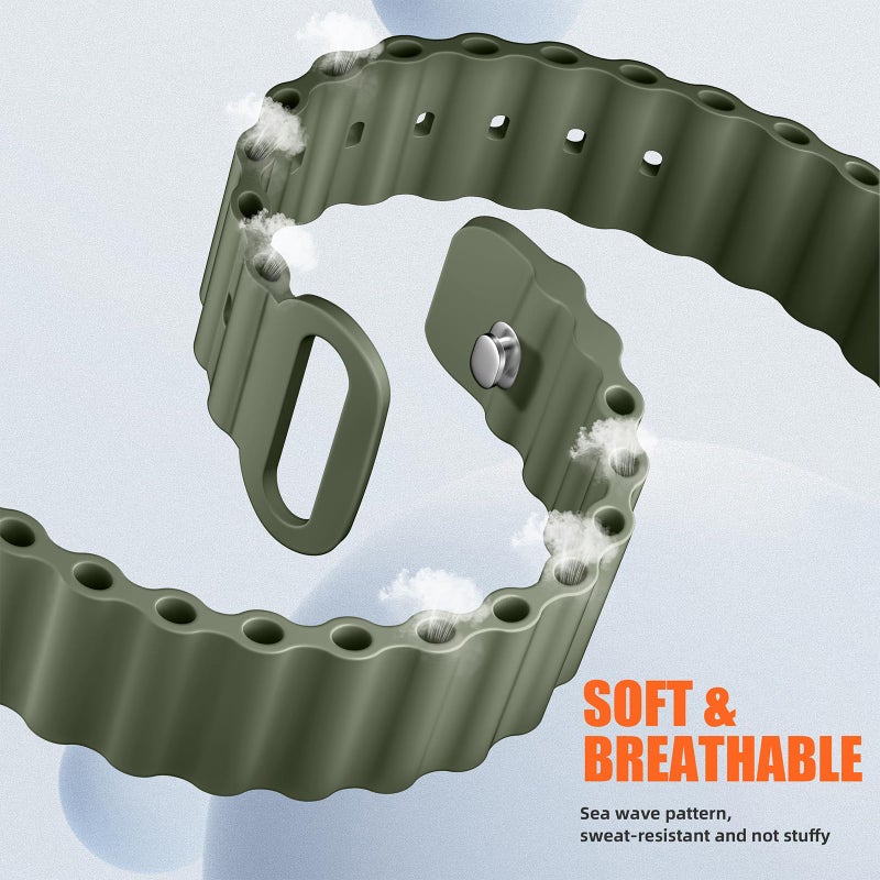 Witzon 4 Pack Ocean Bands Compatible with Apple Watch Ultra Band 49mm 46mm 45mm 44mm 42mm Men Women, Soft Silicone Straps Sport Rugged Smartwatch Replacement for IWatch Ultra 3 2 Series 11 10 9 8 7 6 5 4 SE - Image 3