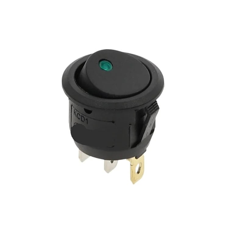 220 فولت 16 أمبير مفتاح صخري دائري 3 دبابيس KCD1 20 ملم ضوء نقطة أخضر زر تشغيل/إيقاف - Image 2