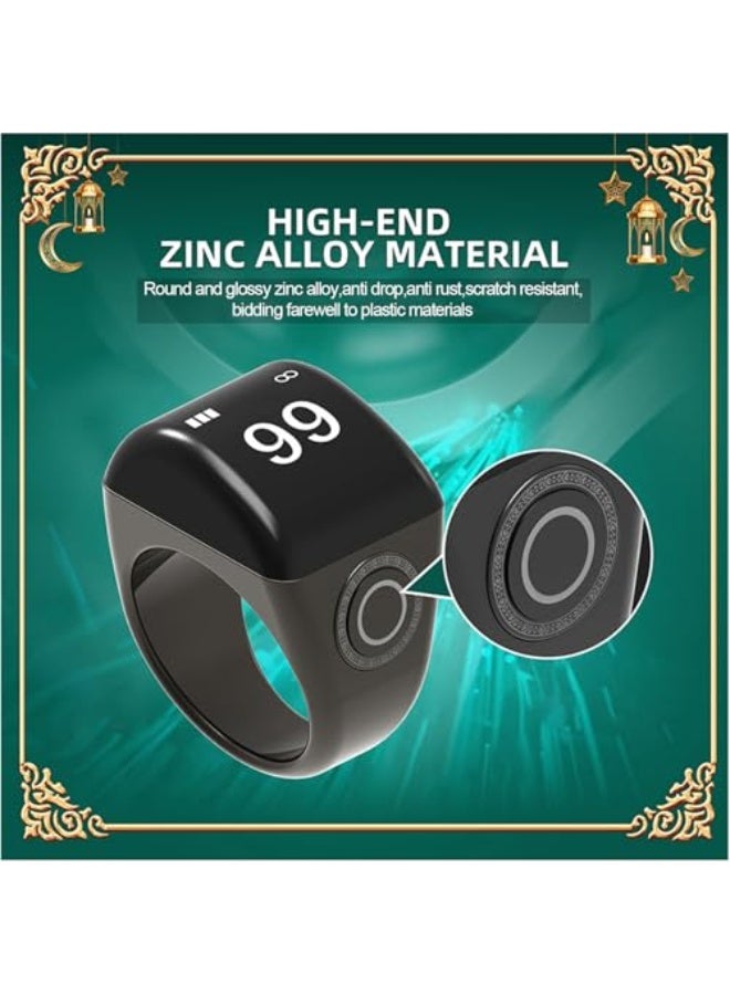 Smart Rosary Ring for Prayer, Prayer Time Reminder, OLED Display, Counter, Smart Ring, Black, IPX7 Water Resistant, Charging Case Included, Long Battery Life (20 mm) - Image 3