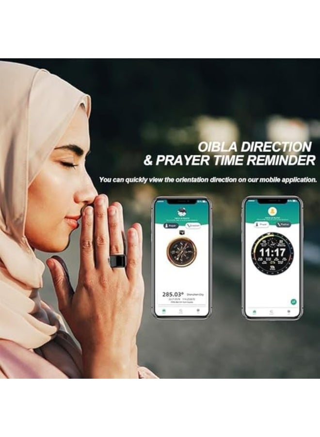 Smart Rosary Ring for Prayer, Prayer Time Reminder, OLED Display, Counter, Smart Ring, Black, IPX7 Water Resistant, Charging Case Included, Long Battery Life (20 mm) - Image 4