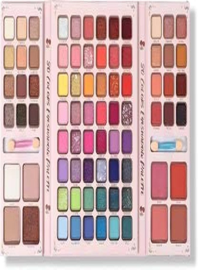 PEACORA 80 Color Eyeshadow & Face Palette With Highlight Contour Blusher Concealer & 2 Eyeshadow Brush For Beauty Kit-121.2 g (MultiColor) - Image 3
