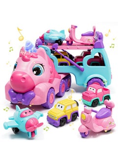 Lehoo Castle Lehoo Castle Toddler Girl Toys, 2 Year Old Girl Toys with Lights & Music, Toddler Toys 2-3, Unicorn Toys Girl Cars for Toddlers 1-3, Car Carrier Truck Toy, Gift for Girls  - Image 1