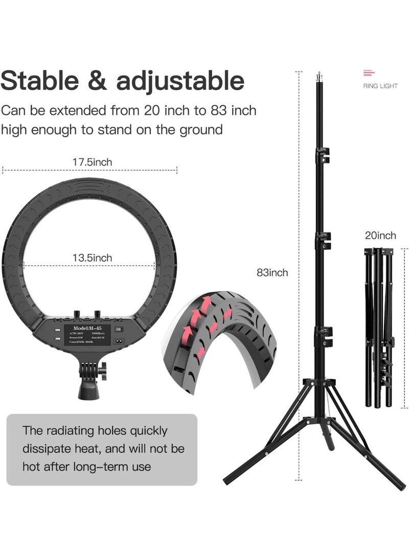 SHOPI Ring Light With Photography tripod Stand And Remote Control for tiktok snapchat youtube online streaming 21-inch Big Selfie light RL-21 with Remote Black  - Image 5
