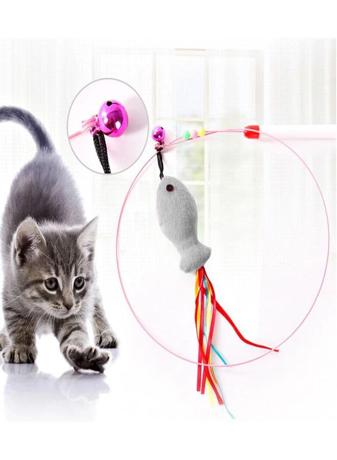 لعبة قطة على شكل سمكة 110 سم عصا تفاعل رمادية - Image 1