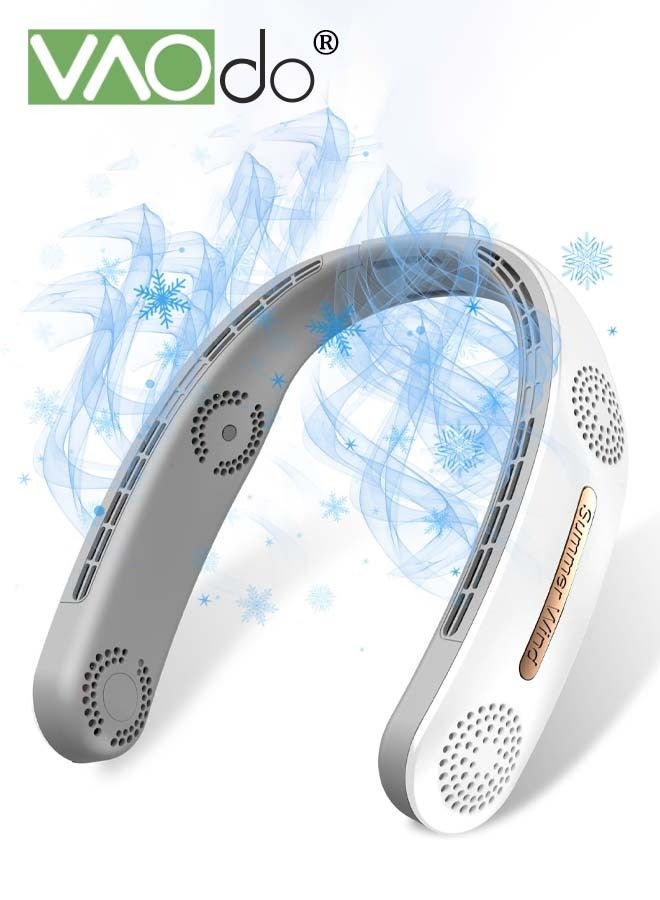 فاو دو مروحة عنق محمولة، 2400 مللي أمبير، هادئة، رياح قوية للغاية، تدفق هواء تبريد 360 درجة، مروحة خارجية بدون شفرات، قابلة لإعادة الشحن عبر USB، 3 سرعات قابلة للتعديل، مروحة شخصية قابلة للتثبيت، للاستخدام في الهواء الطلق والسفر والمكتب - Image 1