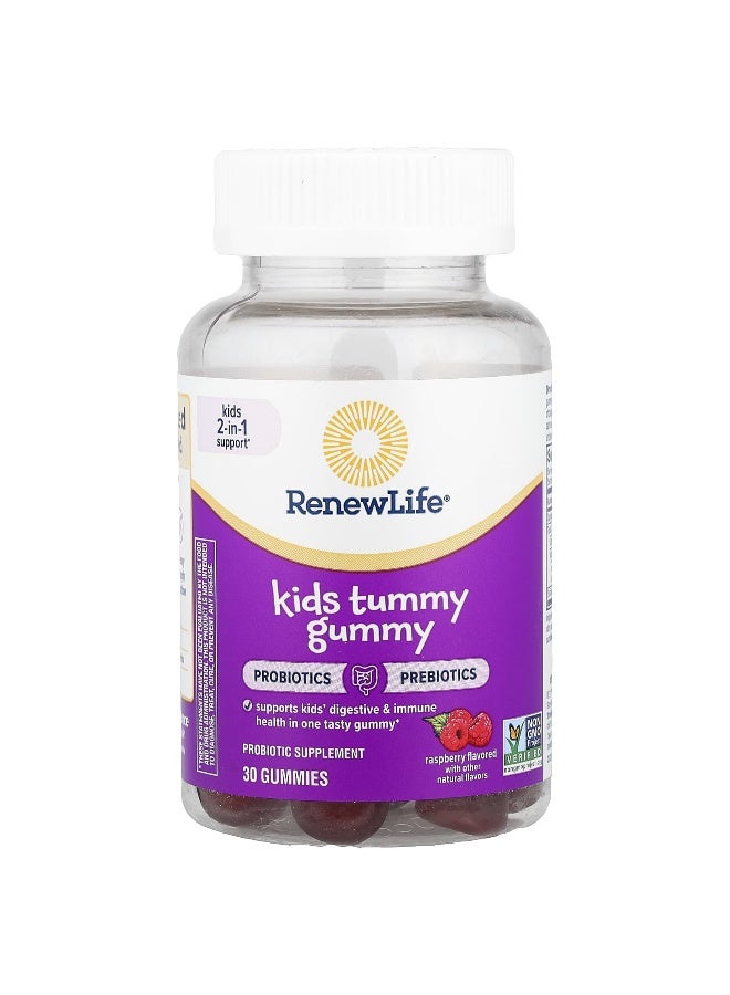 Renew Life, Kids Tummy Gummy, Prebiotics and Probiotics, Raspberry, 30 Gummies (Packaging may vary) - Image 1