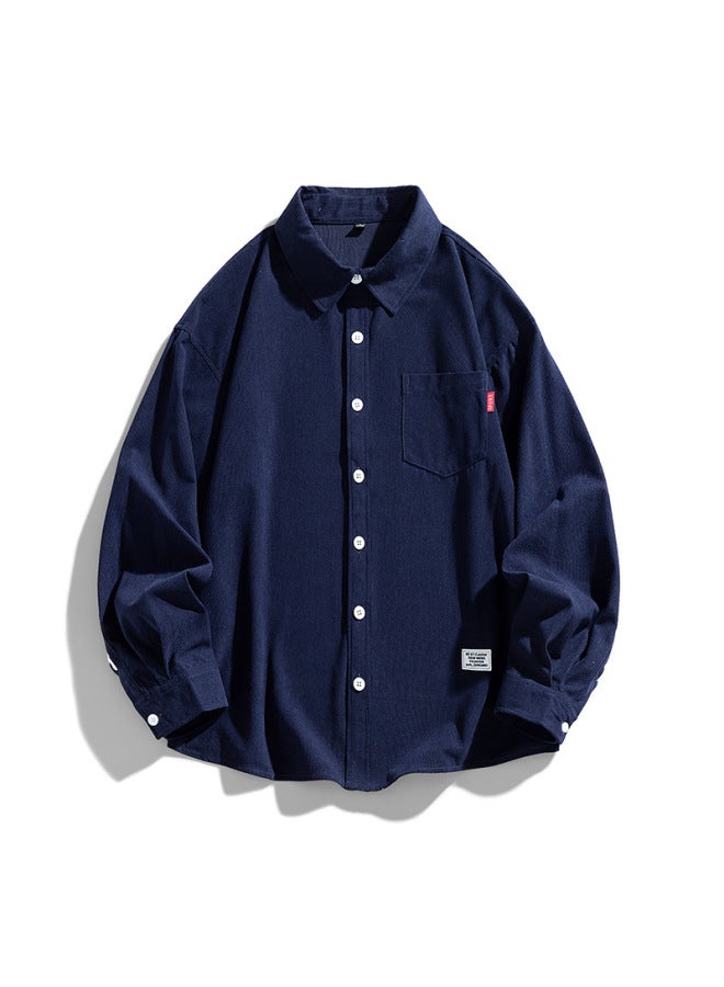 Corduroy Shirt Men's Long Sleeve Spring American Style Plus Fat Plus Size Shirt Men's Loose Casual Jacket Top