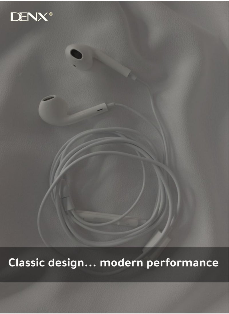 USB-C Wired Earbuds with Microphone & Volume Control, In-Ear Headphones  (White) – High-Quality Sound & Comfortable Fit.
