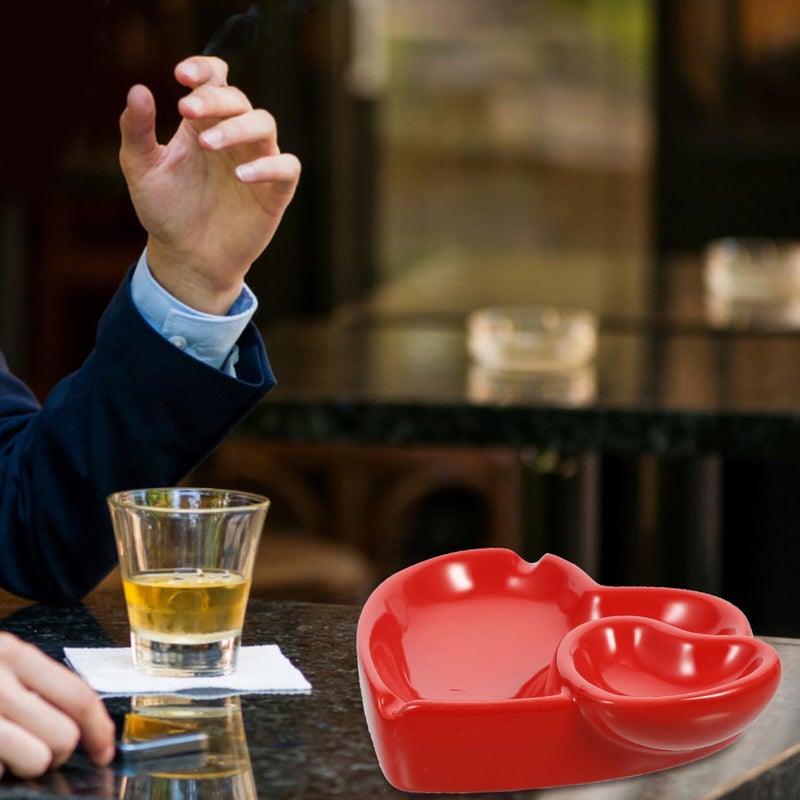 منفضة سجائر خزفية على شكل قلب أحمر لحامل رماد السجائر المكتبي لديكور المنزل - Image 5