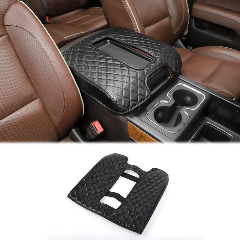 Hoolcar Armrest Pad Cover Center Console Lid Cover for 20142017 Chevrolet Silverado GMC Sierra Leather Console Replacement Carbon Fiber