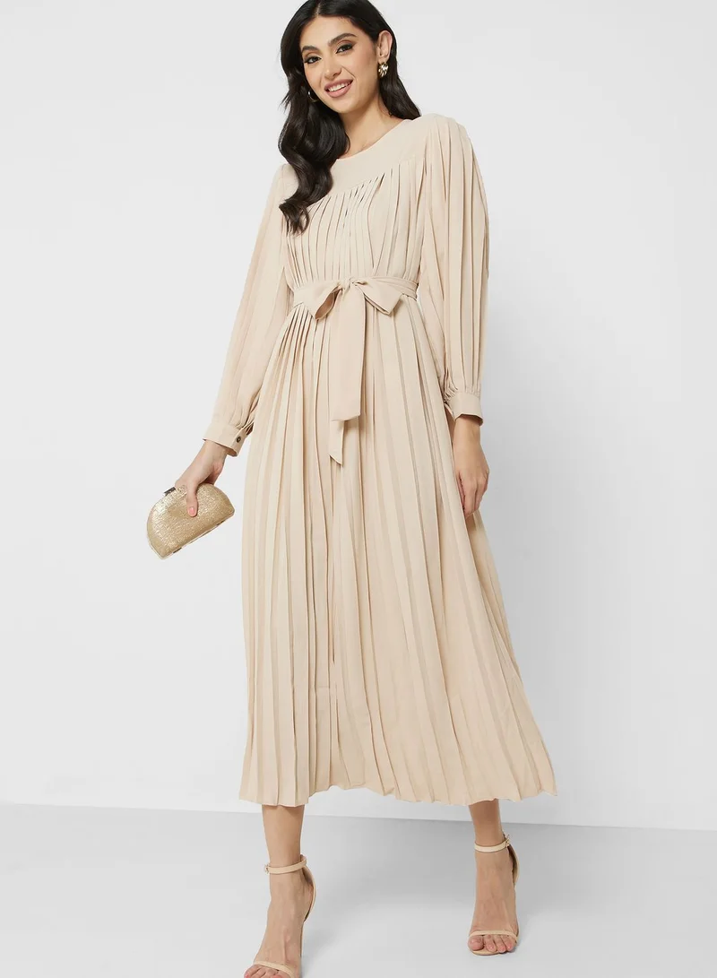 Khizana Pleated Balloon Sleeve Dress
