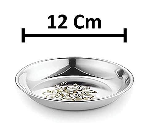KC Stainless Steel Halwa Plate | Snacks Plate | Sweet Dish | Dessert Dish Heavy Gauge with Laser Design Set of 6 - Image 4
