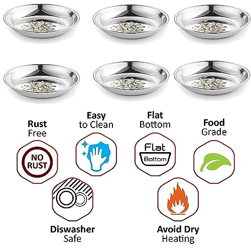KC Stainless Steel Halwa Plate | Snacks Plate | Sweet Dish | Dessert Dish Heavy Gauge with Laser Design Set of 6 - Image 5