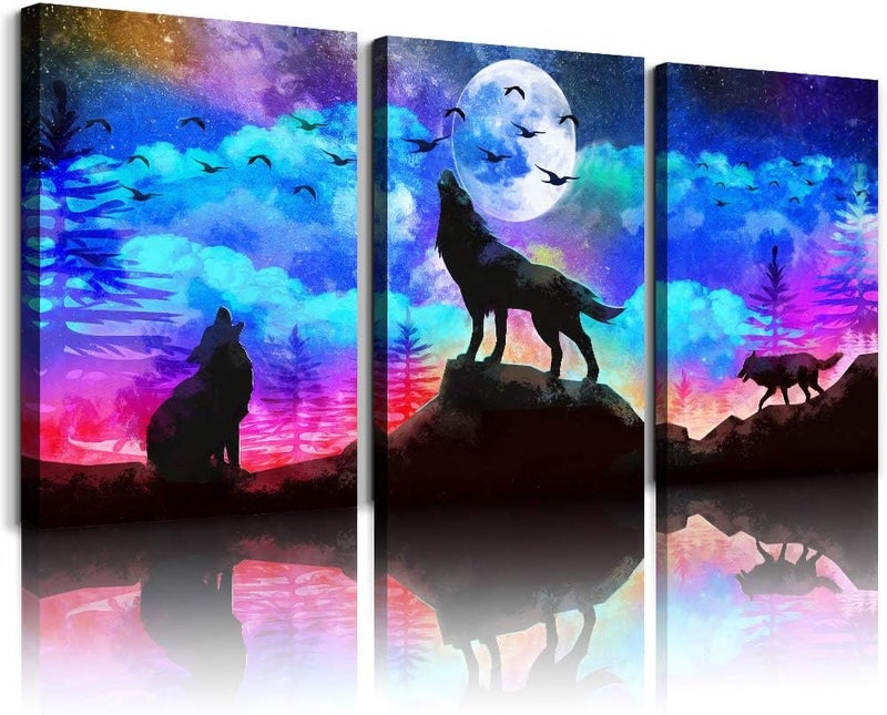 ARS Graphics ARS® Canvas Wall Art - 3 Piece Wolf Landscape Artwork for Living Room and Bedroom - Image 1
