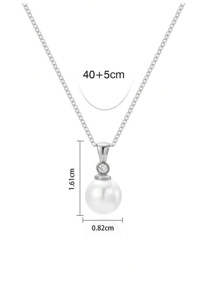 925 ستيرلنغ سيلفر تشارمز سلسال بقلادة فاخرة ناعمة مصنوعة من الفضة الإسترلينية عيار 925 بجودة عالية ودقة شديدة مزينة بلؤلؤة  تعلوها كريستالة صغيرة من الزيركون الطبيعي لتعطي مظهرا رائعا للأميرة التي تستحقها - Image 5