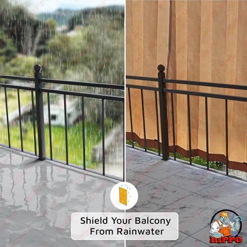 HIPPO HDPE Coated Waterproof Outdoor Balcony Curtain 260 GSM – Rain, Sun & Dust Protection Light Filtering Curtains for Home, Garden, Veranda & Hotel (4 Feet X 10 Feet, 2IN1 Bamboo-Mocha, 2 PC) - Image 3