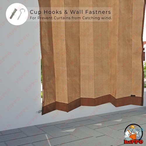 HIPPO HDPE Coated Waterproof Outdoor Balcony Curtain 260 GSM – Rain, Sun & Dust Protection Light Filtering Curtains for Home, Garden, Veranda & Hotel (4 Feet X 10 Feet, 2IN1 Bamboo-Mocha, 2 PC) - Image 5
