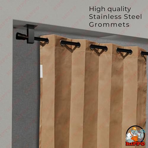 HIPPO HDPE Coated Waterproof Outdoor Balcony Curtain 260 GSM – Rain, Sun & Dust Protection Light Filtering Curtains for Home, Garden, Veranda & Hotel (4 Feet X 10 Feet, 2IN1 Bamboo-Mocha, 2 PC) - Image 4