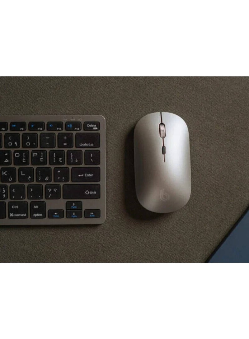 blupebble Magic Pebble Tri-Mode Wireless Keyboard and Mouse Combo | English/Arabic Layout | Wired + Bluetooth + 2.4GHz | Silent Keys, Rechargeable, Slim Design - Image 2