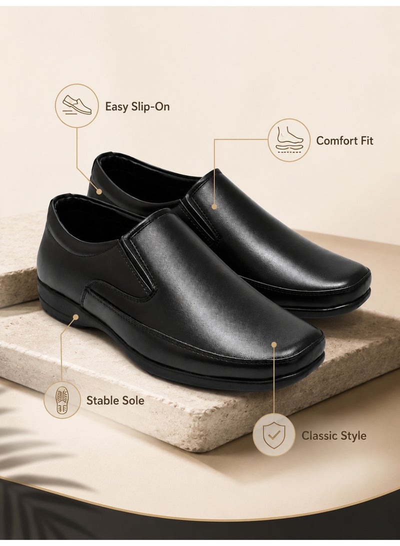 Men's Leather Slip On Shoes Black Formal Dress Shoes Arabic Style Business Office Shoes Comfortable Soft Lining Anti Slip Sole - Image 3
