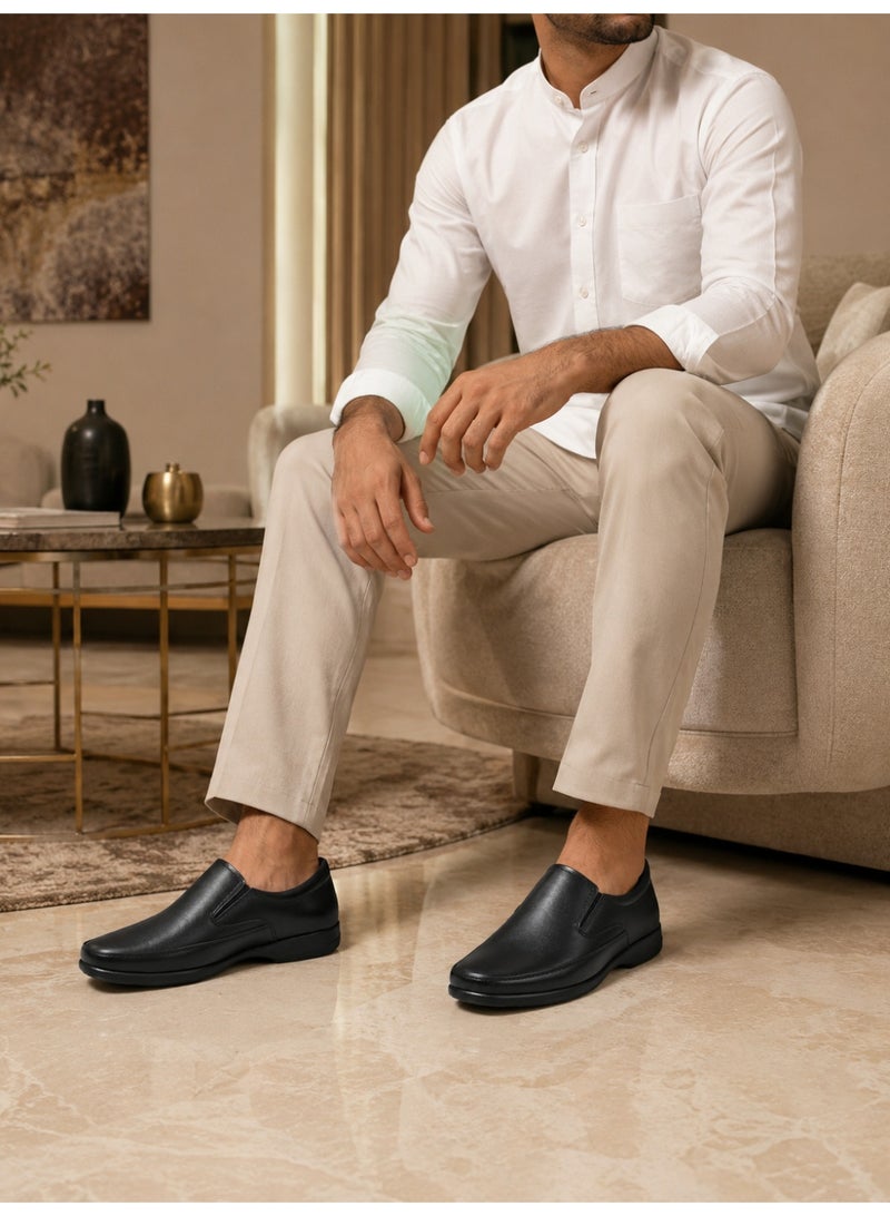 Men's Leather Slip On Shoes Black Formal Dress Shoes Arabic Style Business Office Shoes Comfortable Soft Lining Anti Slip Sole - Image 2
