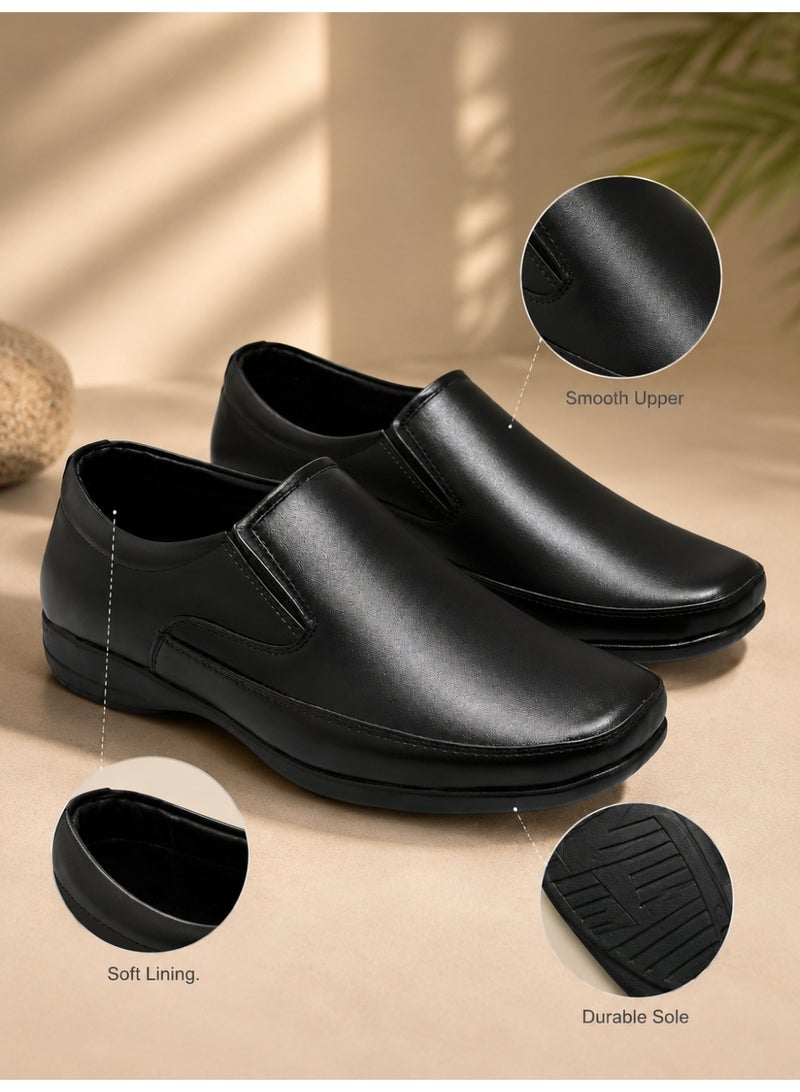 Men's Leather Slip On Shoes Black Formal Dress Shoes Arabic Style Business Office Shoes Comfortable Soft Lining Anti Slip Sole - Image 5