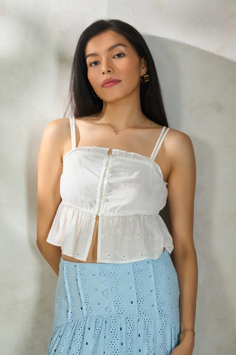 فيرجيو بلوزات نسائية قطنية شيفلي للعطلات بياقة بيبلوم